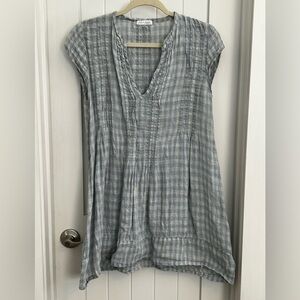 CP Shades Free People Regina Light Blue Plaid Gingham Tunic Top Mini Dress XS